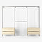 Solution de rangement Rackbuddy Walk-In en fer argenté composée de rails et de deux commodes en pin clair