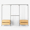 Solution de rangement Rackbuddy Walk-In en fer argenté composée de rails et de deux commodes en chêne naturel